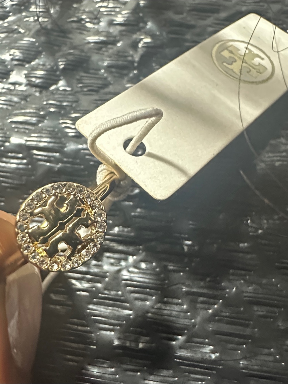Tory Burch Gold-Tone Crystal Double T Logo Ring - Size - 6